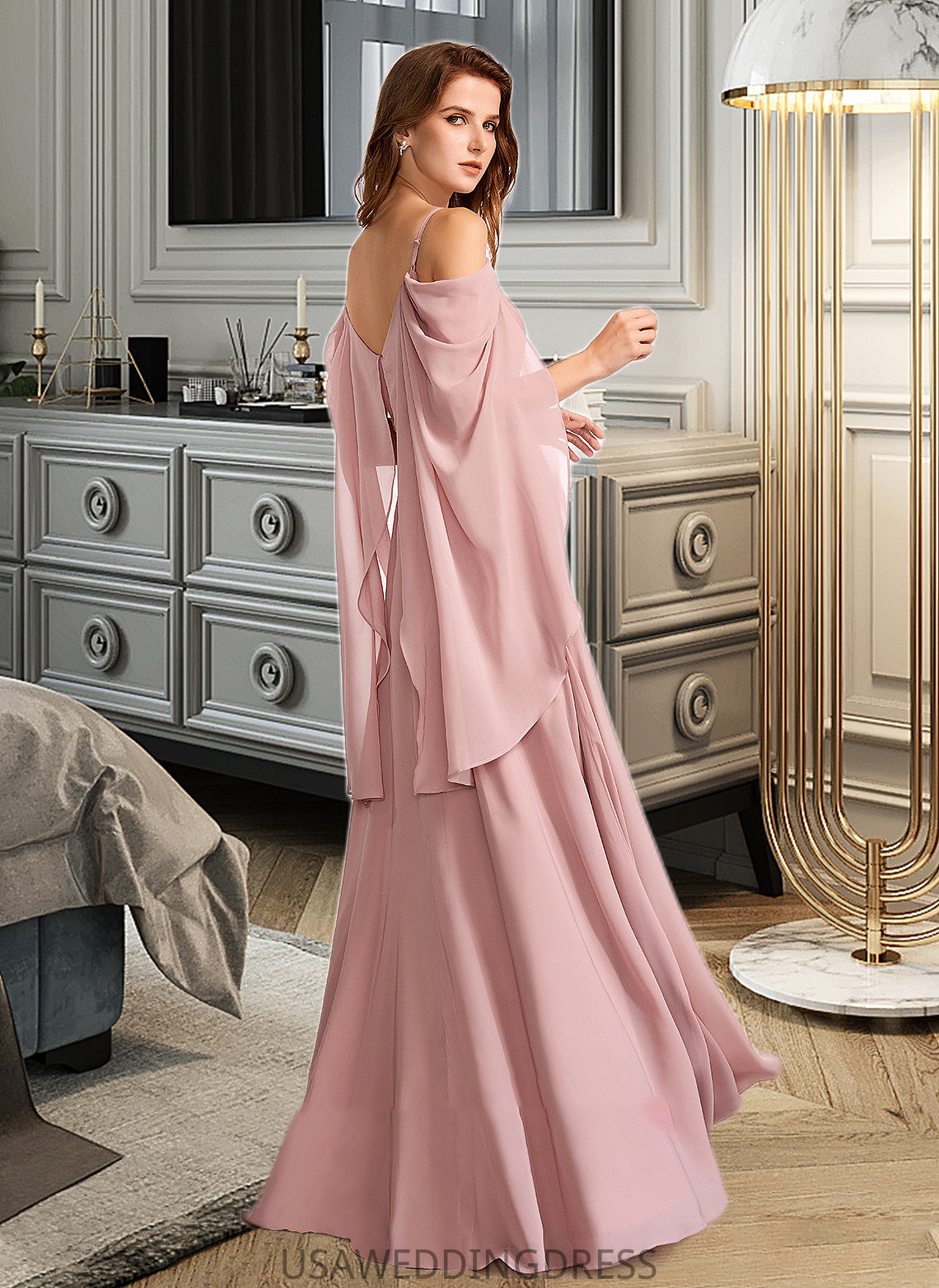 Vanessa A-Line V-neck Floor-Length Bridesmaid Dress DSP0012810