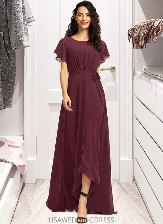 Yuliana A-Line Scoop Neck Asymmetrical Bridesmaid Dress With Ruffle DSP0012831