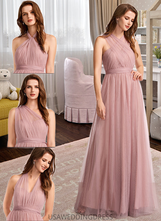 Tatiana A-Line One-Shoulder V-neck Off-the-Shoulder Floor-Length Bridesmaid Dress DSP0012843