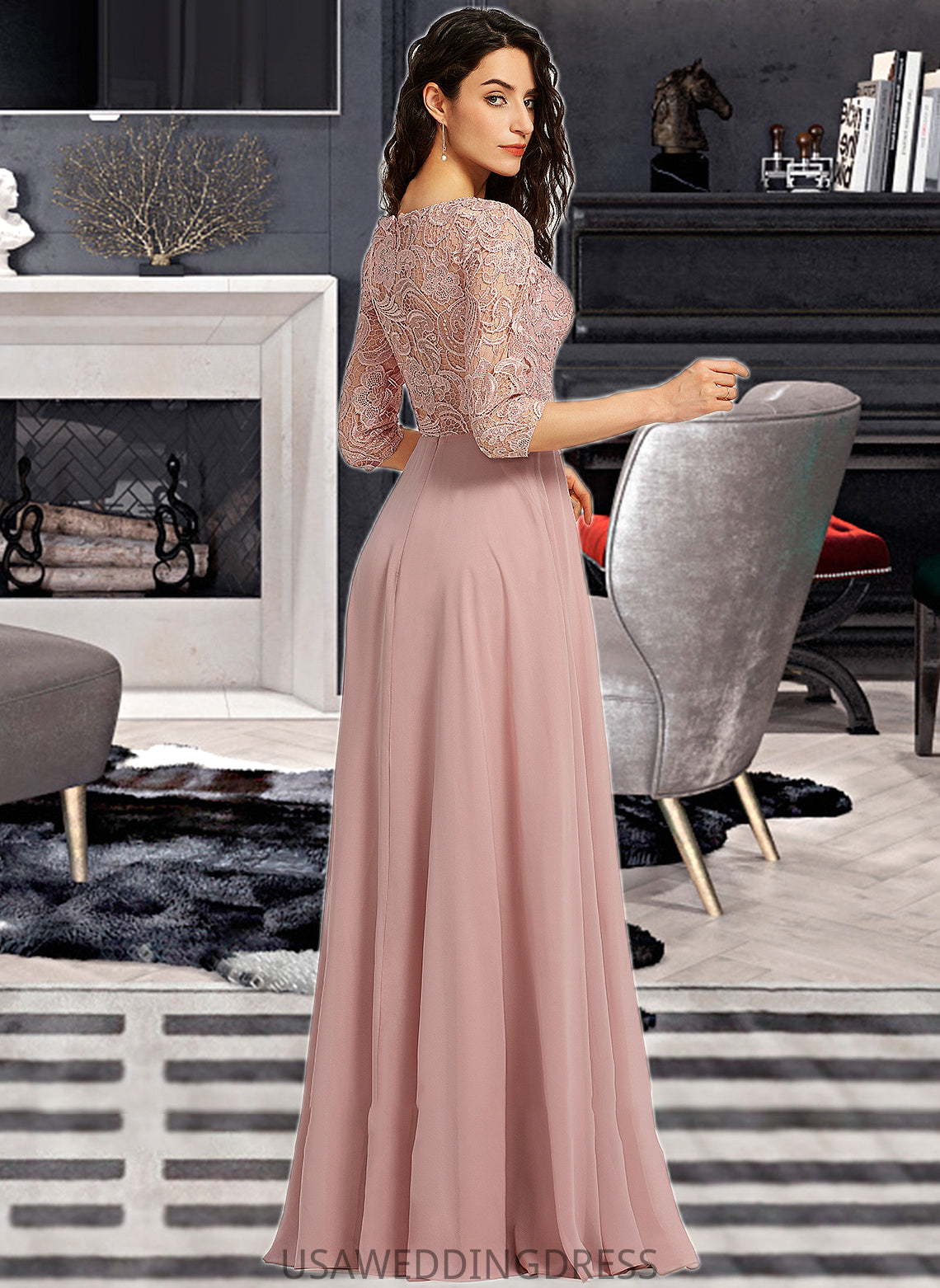 Rylie A-Line Scoop Neck Floor-Length Bridesmaid Dress With Split Front DSP0012865