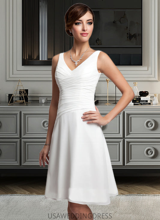 Dalia Chiffon Knee-length Bridesmaid Dress with V-Neck DSP0012911