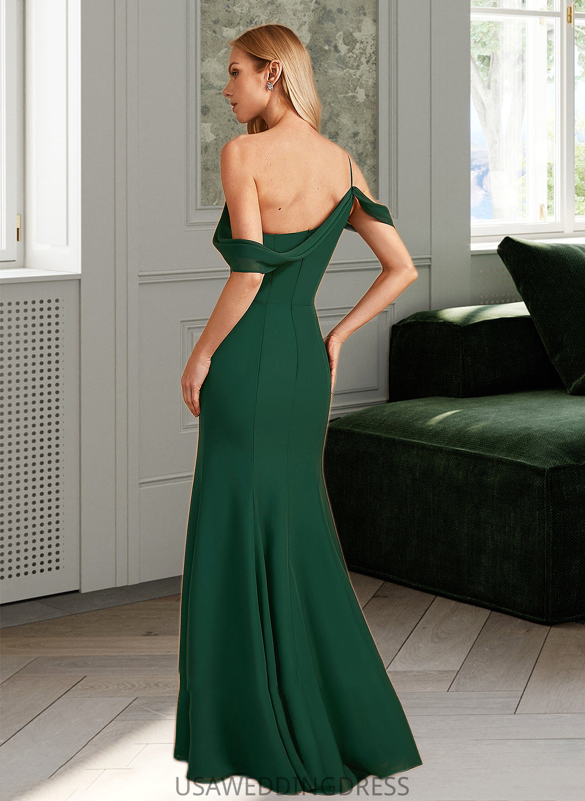 Gabriela Trumpet/Mermaid One-Shoulder Floor-Length Bridesmaid Dress With Split Front DSP0012921