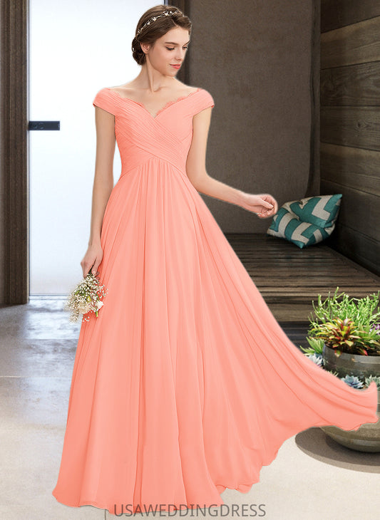 Julissa A-Line Off-the-Shoulder Floor-Length Chiffon Bridesmaid Dress With Ruffle Lace DSP0012941