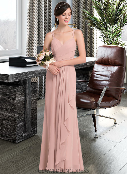 Maisie A-line Sweetheart Floor-Length Chiffon Bridesmaid Dress With Cascading Ruffles DSP0012957