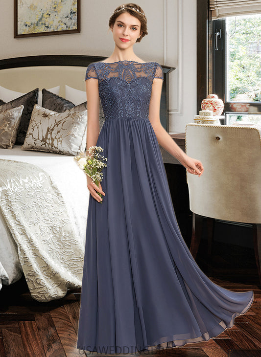 Dana A-Line Scoop Neck Floor-Length Chiffon Lace Bridesmaid Dress DSP0012995