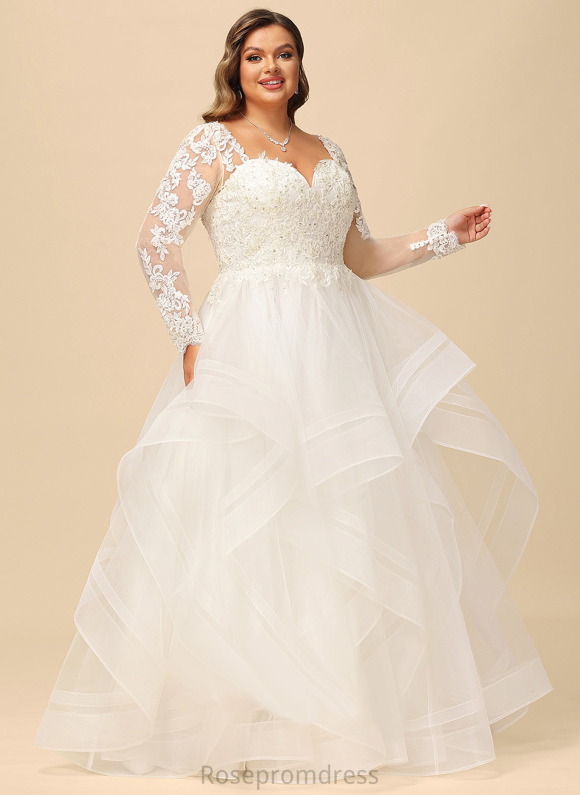 V-neck Lace Wedding Beading Floor-Length Ball-Gown/Princess Dress With Wedding Dresses Tulle Sequins Lynn