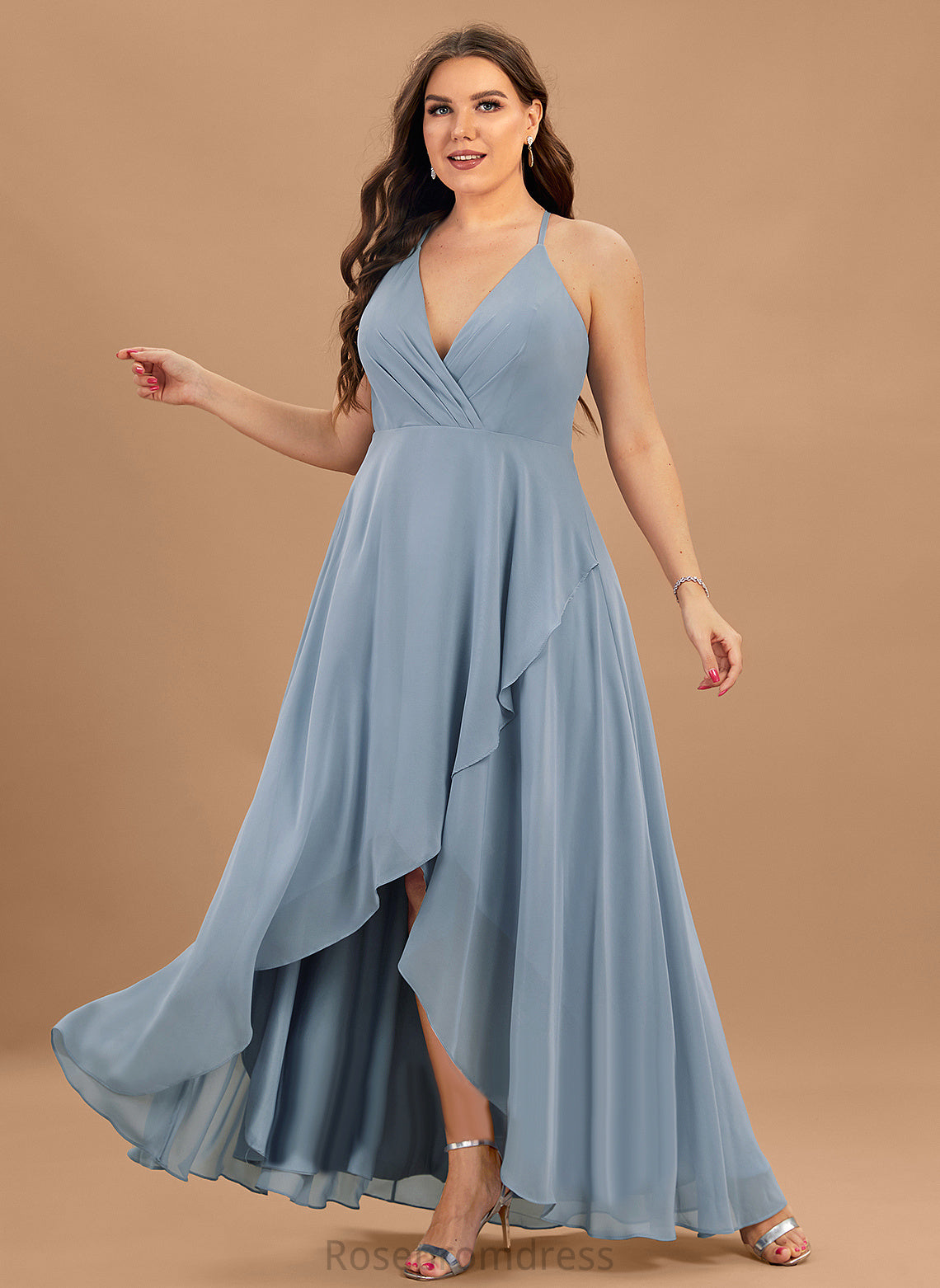 Chiffon V-neck Anabelle Prom Dresses A-Line Asymmetrical