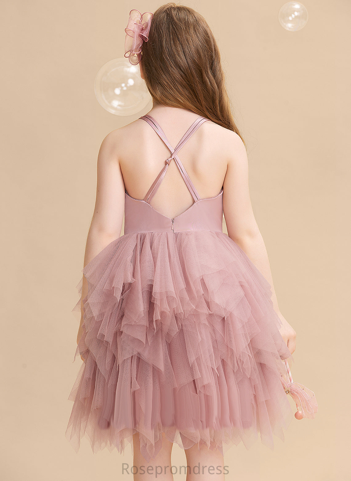 Neck Tulle Knee-length Feather/Flower(s) Teresa Flower Scalloped Flower Girl Dresses Ball-Gown/Princess Girl Dress - Sleeveless With