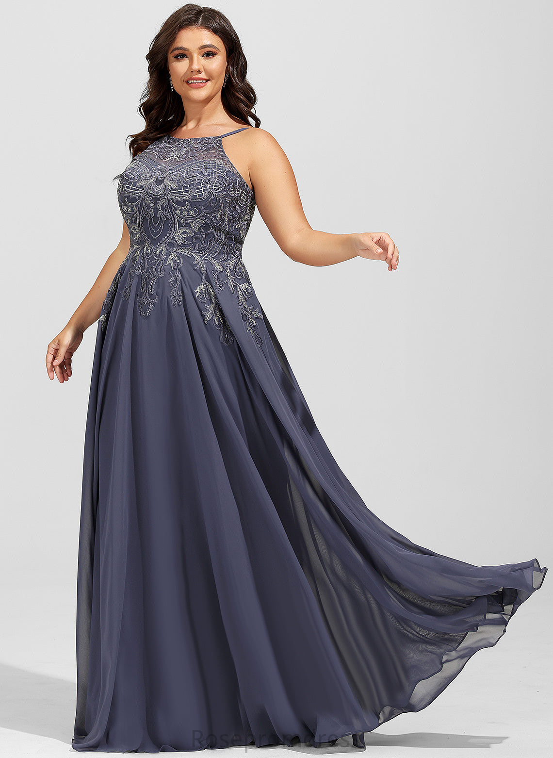 With Prom Dresses Scoop Floor-Length Stephany A-Line Chiffon Sequins Lace