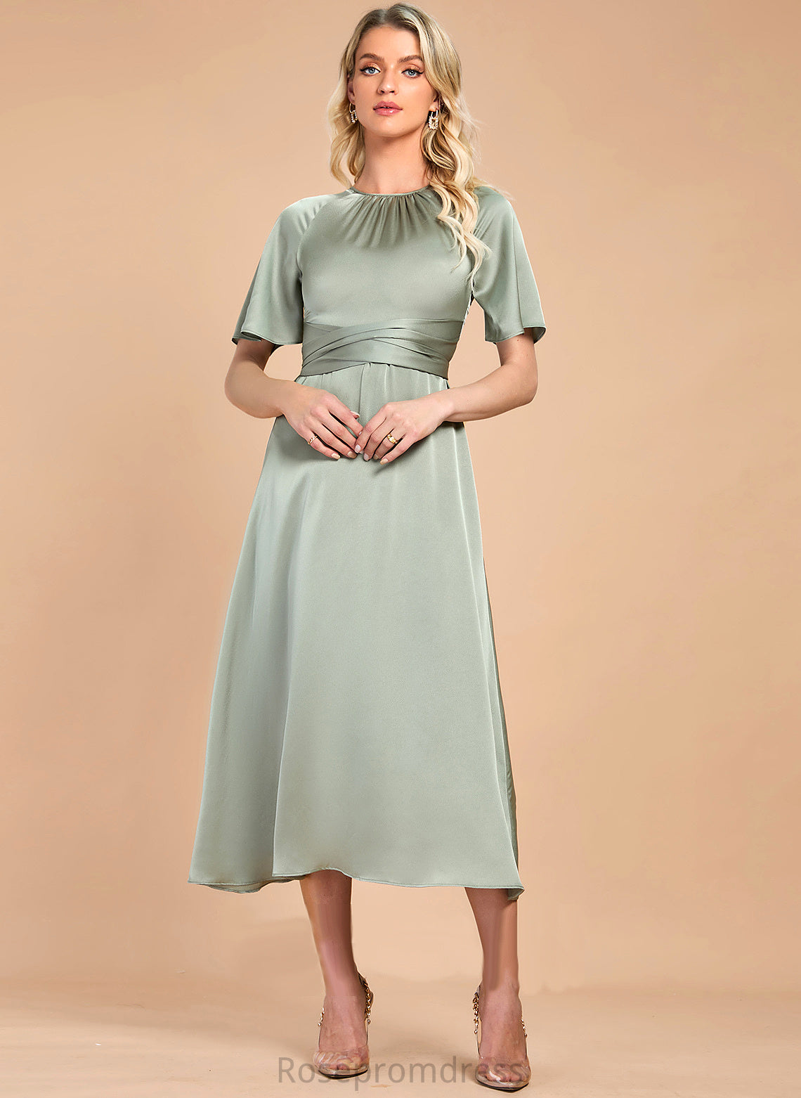 Cocktail A-Line Cocktail Dresses Dress Tea-Length Satin Madyson