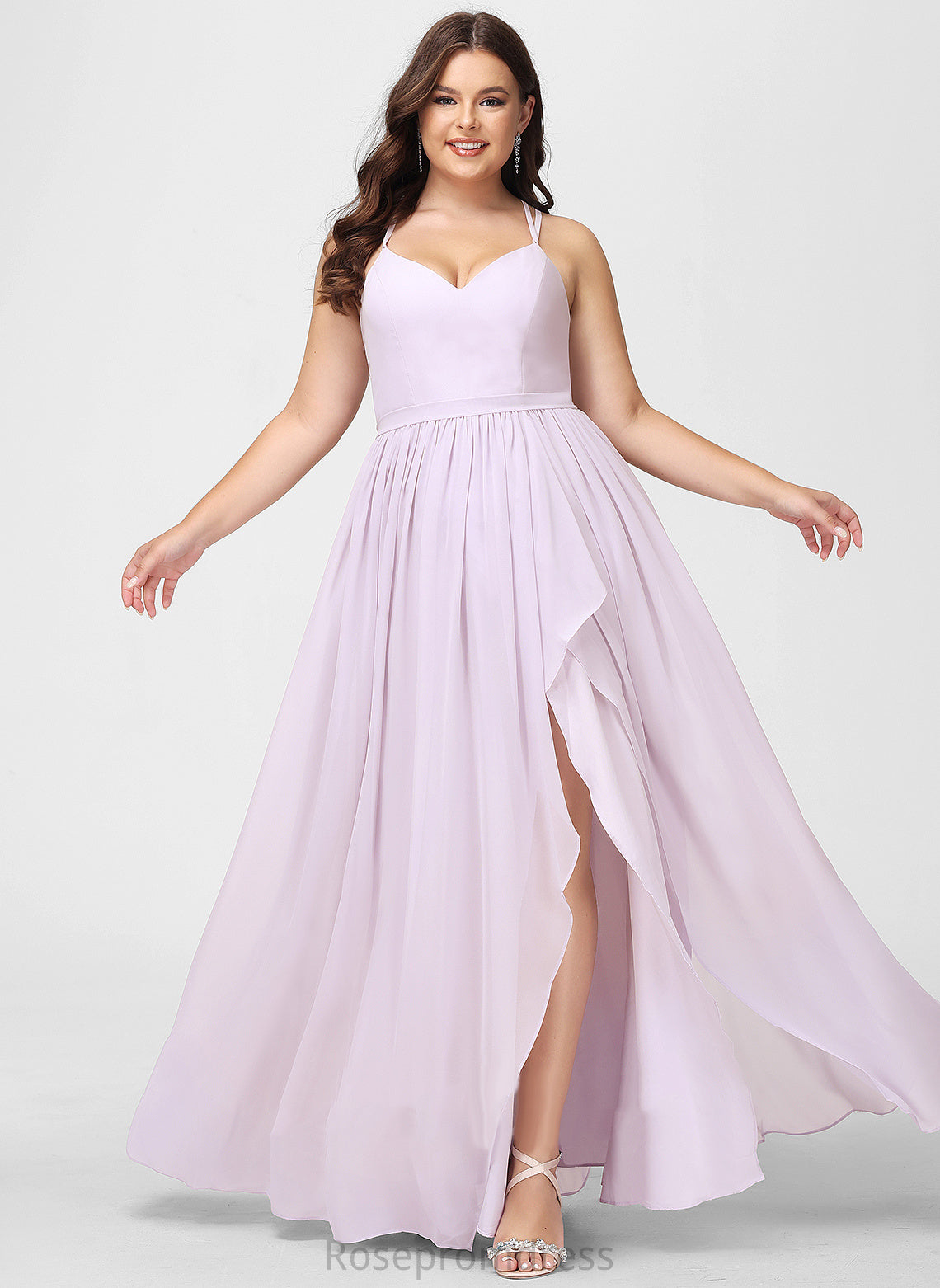 SplitFront Fabric Neckline Length Ruffle Embellishment Asymmetrical A-Line V-neck Silhouette Kailee Bridesmaid Dresses