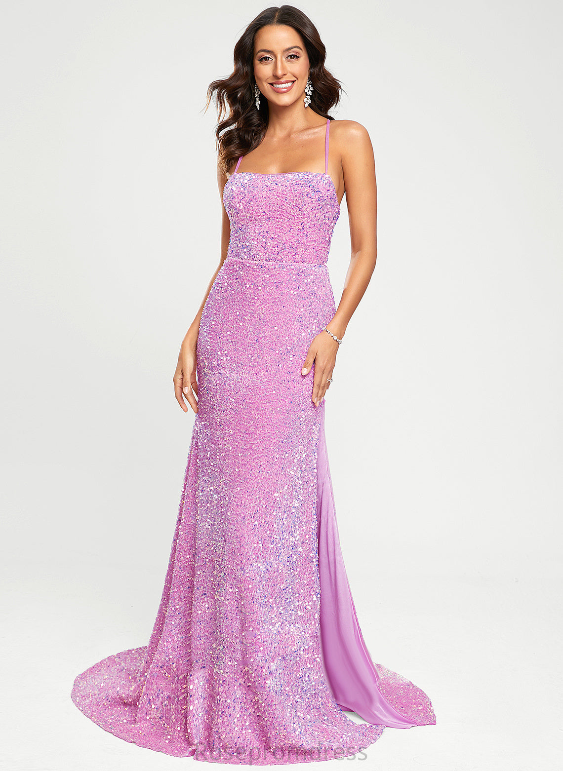 Square Sweep Train Felicity Trumpet/Mermaid Sequined Prom Dresses