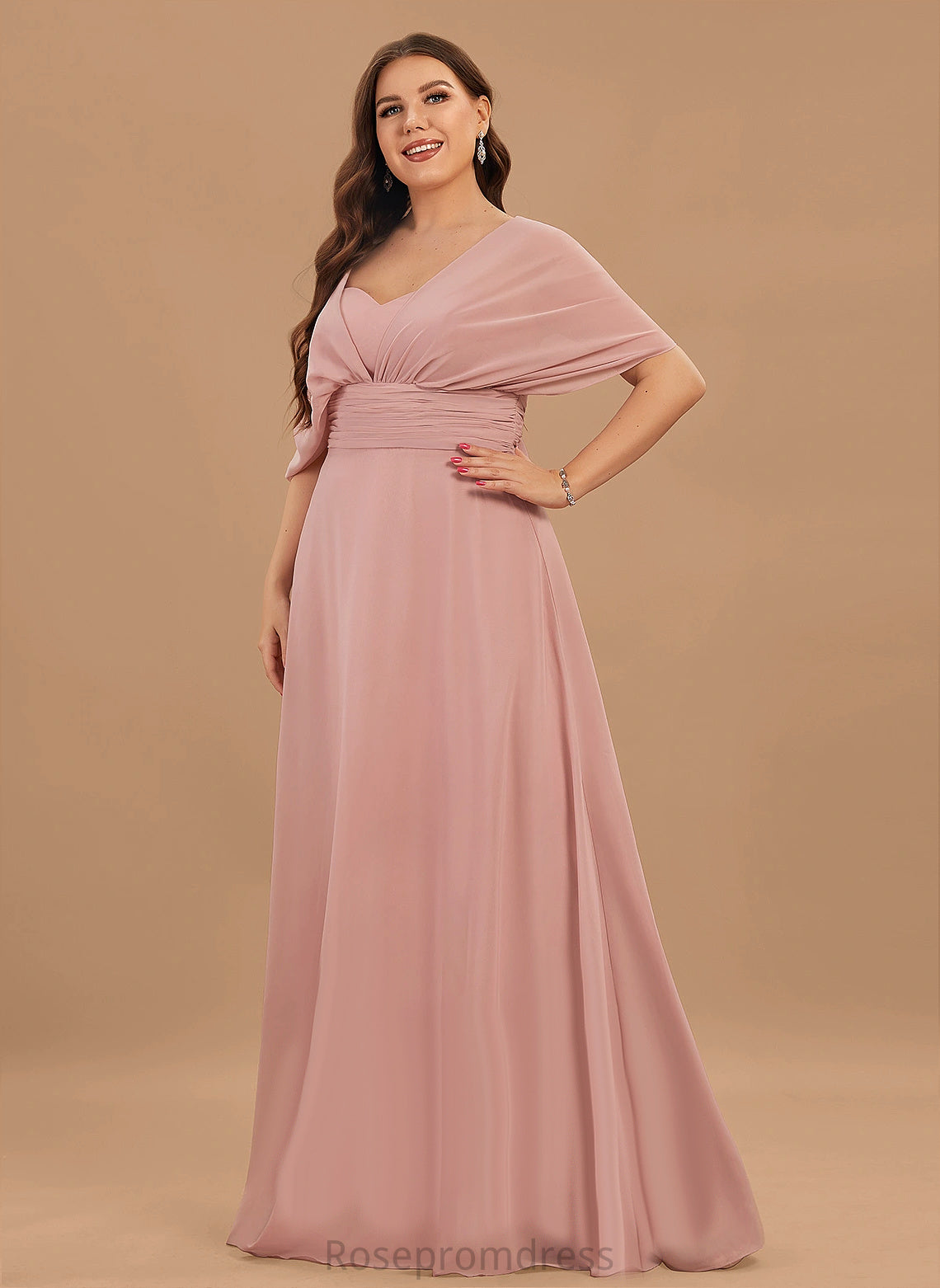 OneShoulder Length Fabric Halter Silhouette Straps&Sleeves Neckline Floor-Length V-Neck A-line Lailah Bridesmaid Dresses