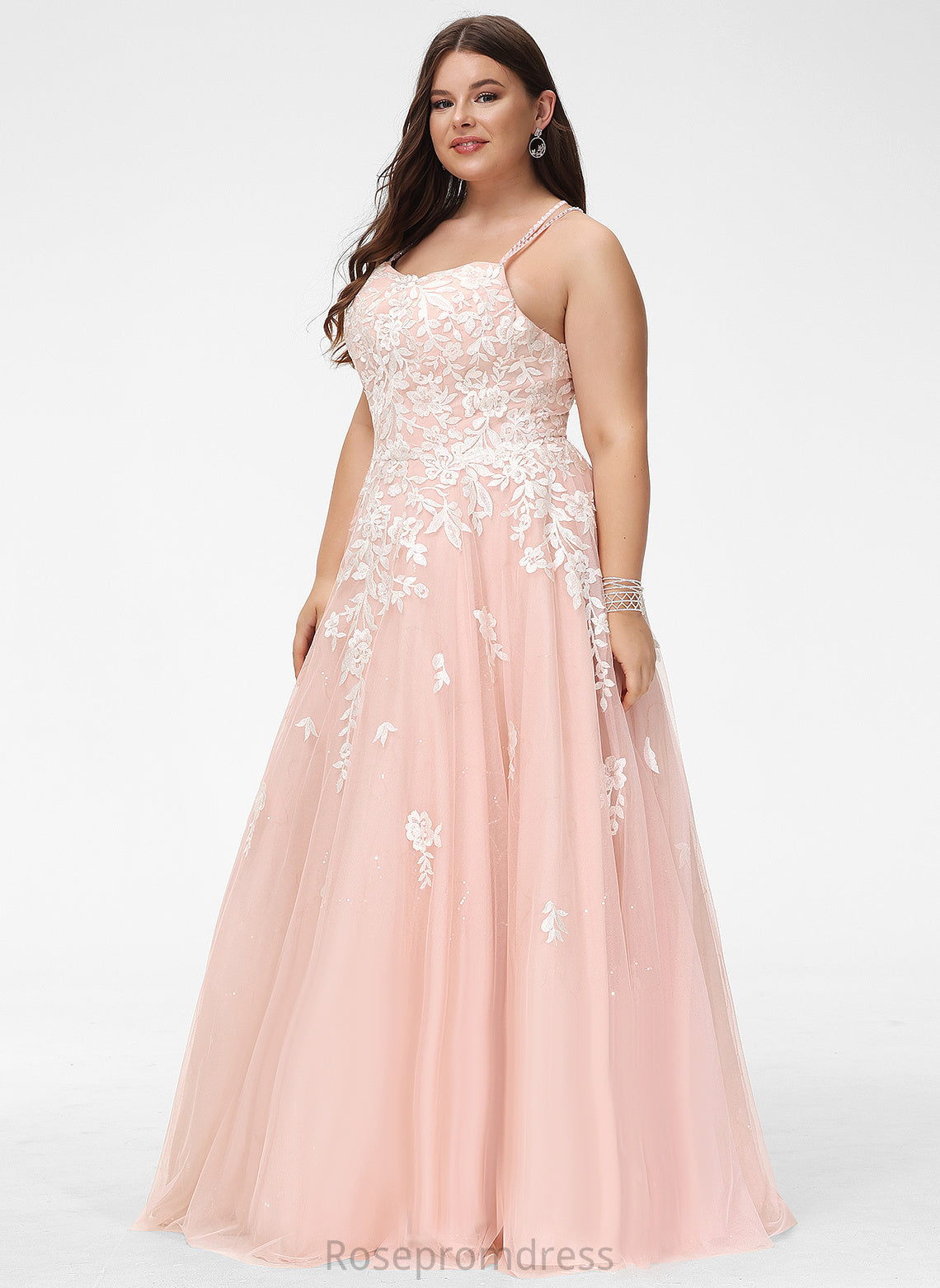 Alia Prom Dresses Tulle Floor-Length Square Sequins Ball-Gown/Princess With Lace