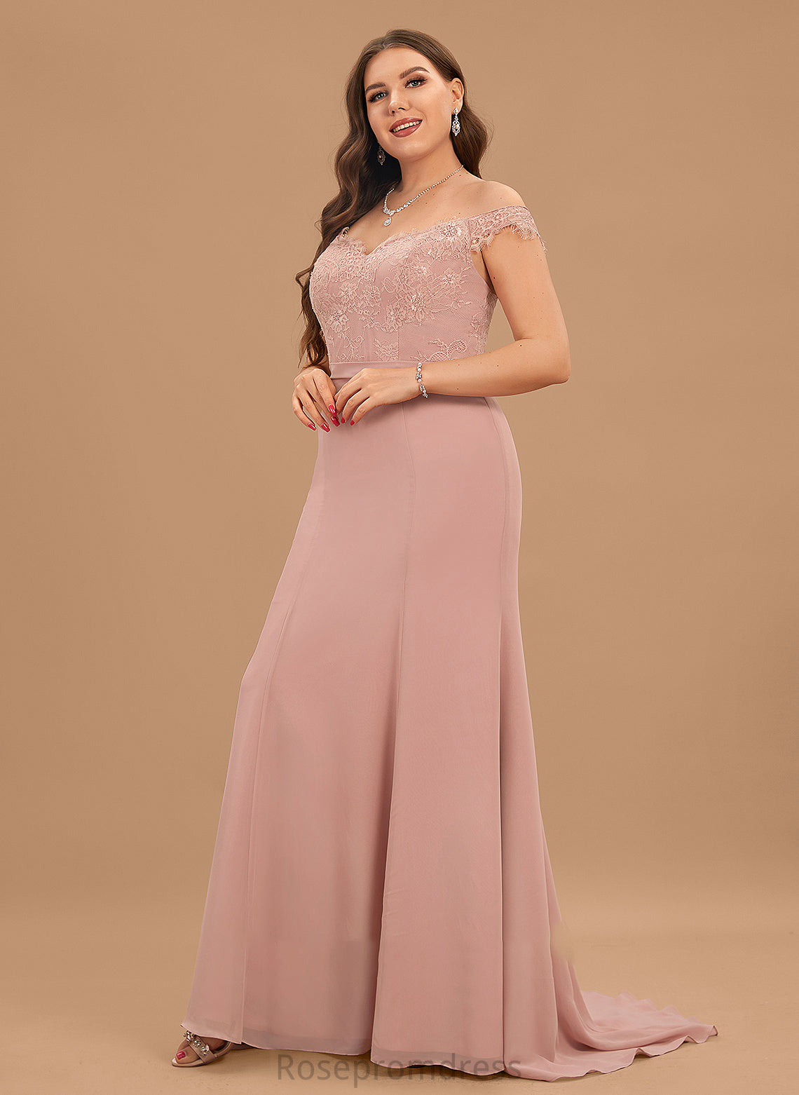 With Chiffon Sequins Winnie Off-the-Shoulder Lace Prom Dresses Train Court Trumpet/Mermaid