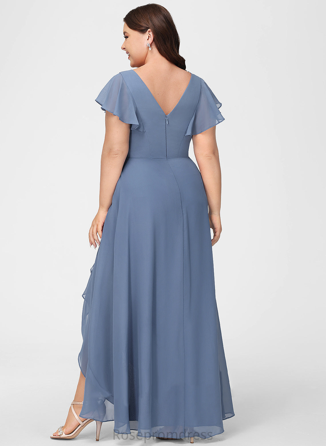 Embellishment Length Asymmetrical V-neck Ruffle SplitFront Fabric Neckline Silhouette A-Line Bailey Sleeveless Bridesmaid Dresses