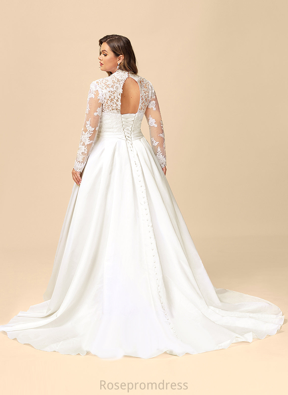 With Court Train Presley Satin Dress Lace Wedding Ball-Gown/Princess Wedding Dresses V-neck Bow(s)