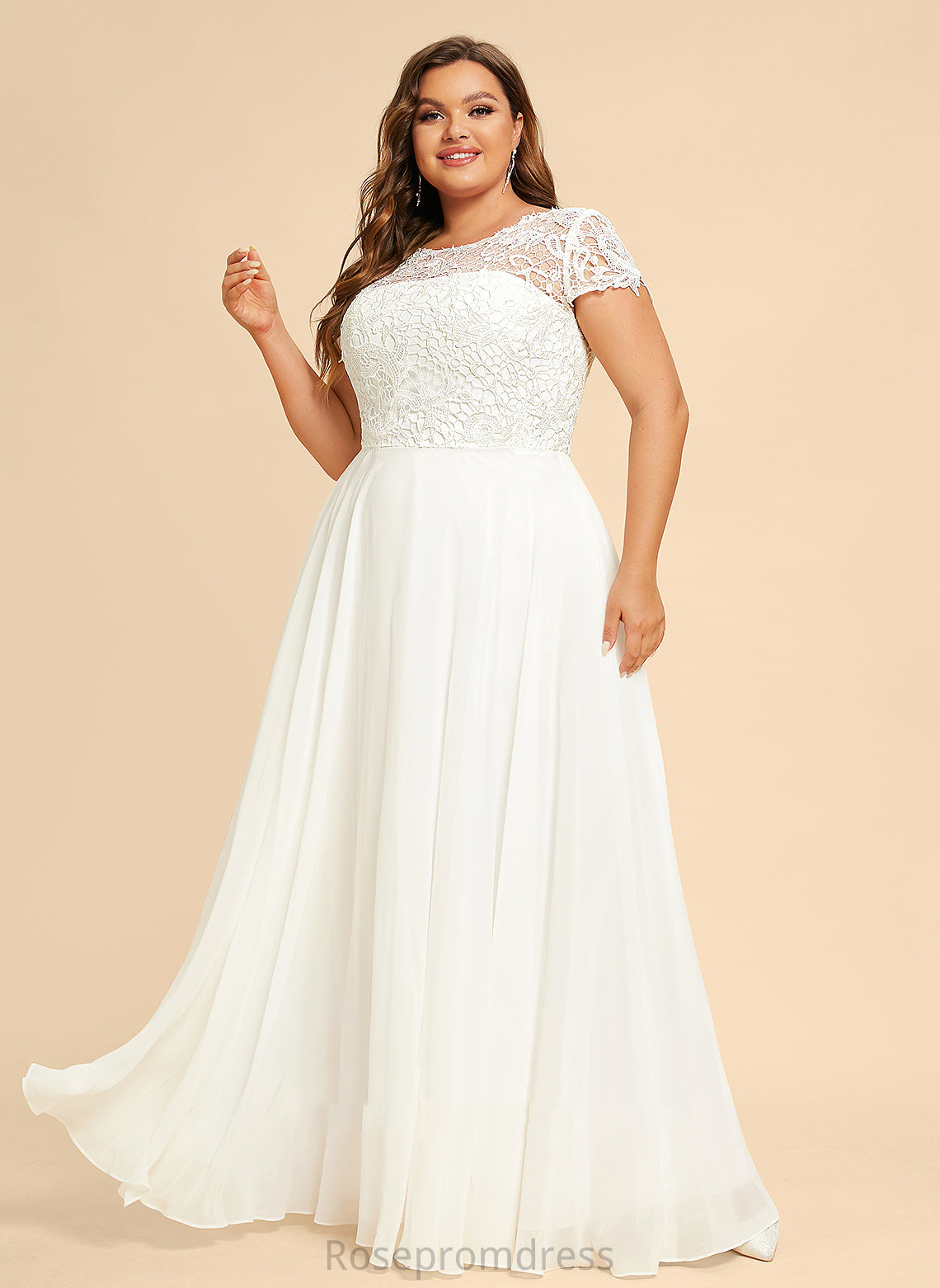 Lilianna Scoop Chiffon A-Line Dress Lace Floor-Length Wedding Wedding Dresses