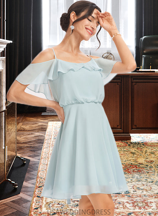 Daisy A-Line V-neck Short/Mini Bridesmaid Dress With Cascading Ruffles DSP0013023