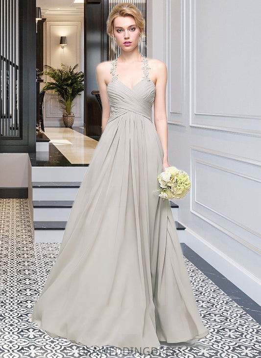 Madison A-Line Sweetheart Floor-Length Chiffon Bridesmaid Dress With Ruffle DSP0013034