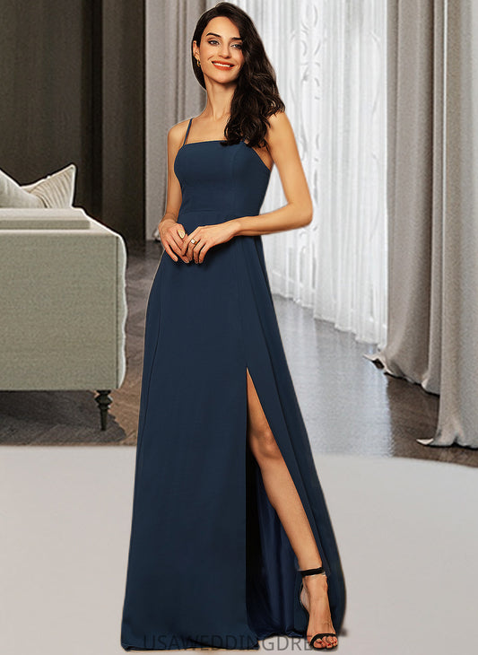 Danika A-LineSquareNecklineFloor-LengthChiffonBridesmaidDressWithSplitFront#251397 DSP0013036