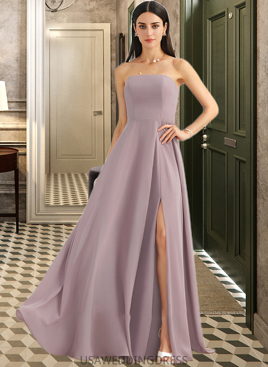 Barbara A-Line Strapless Floor-Length Bridesmaid Dress With Split Front DSP0013084