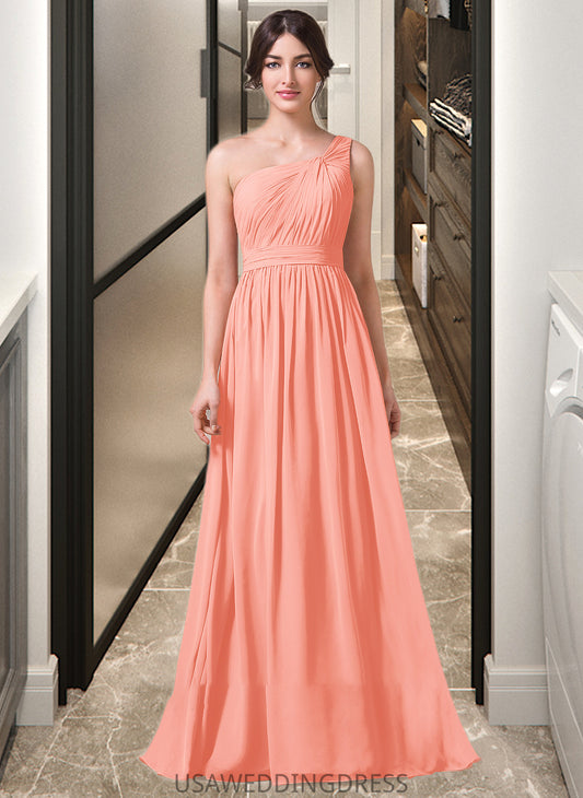 Jaelynn A-Line One-Shoulder Floor-length Chiffon Bridesmaid Dress DSP0013092