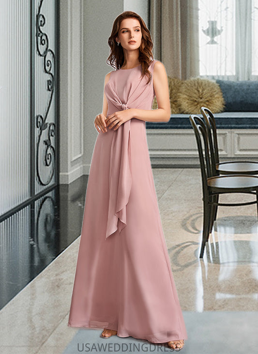 Louisa A-Line Floor-Length Bridesmaid Dress With Bow(s) DSP0013139