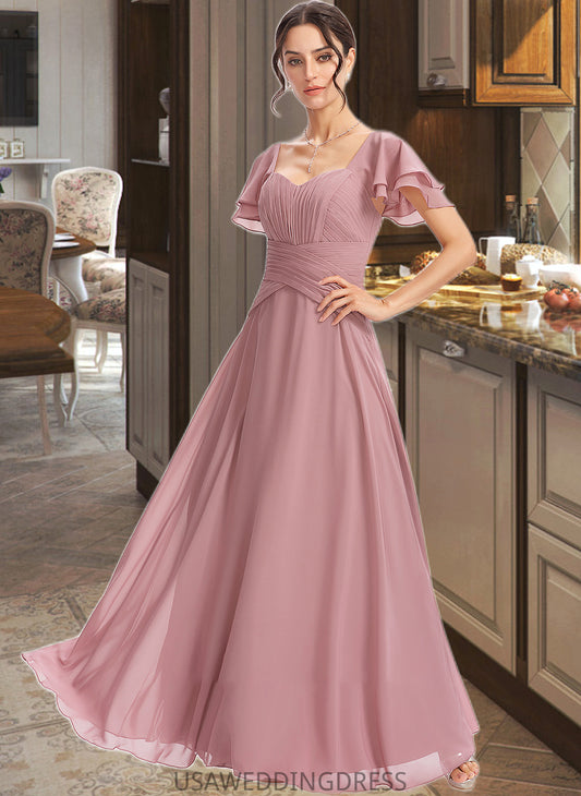 Pauline A-Line Square Neckline Floor-Length Bridesmaid Dress With Ruffle Cascading Ruffles DSP0013172