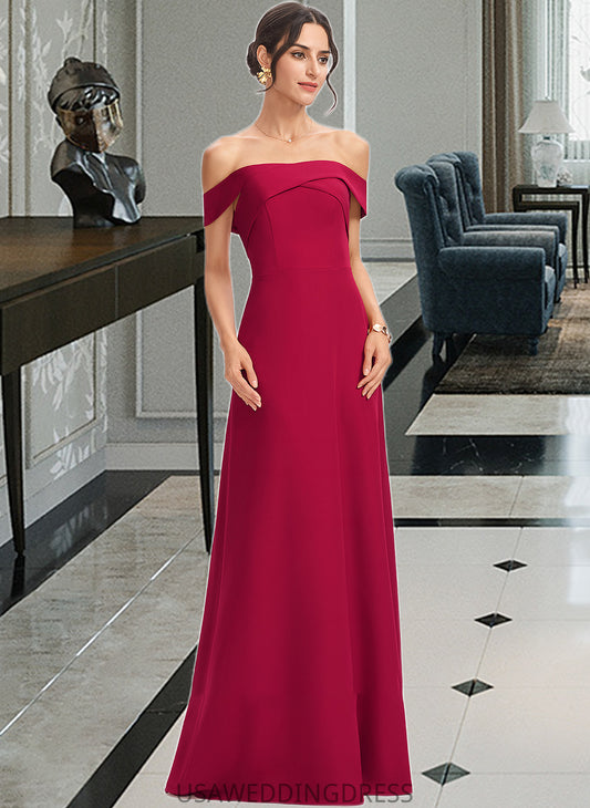 Ellen Sheath/Column Off-the-Shoulder Floor-Length Bridesmaid Dress With Ruffle DSP0013177