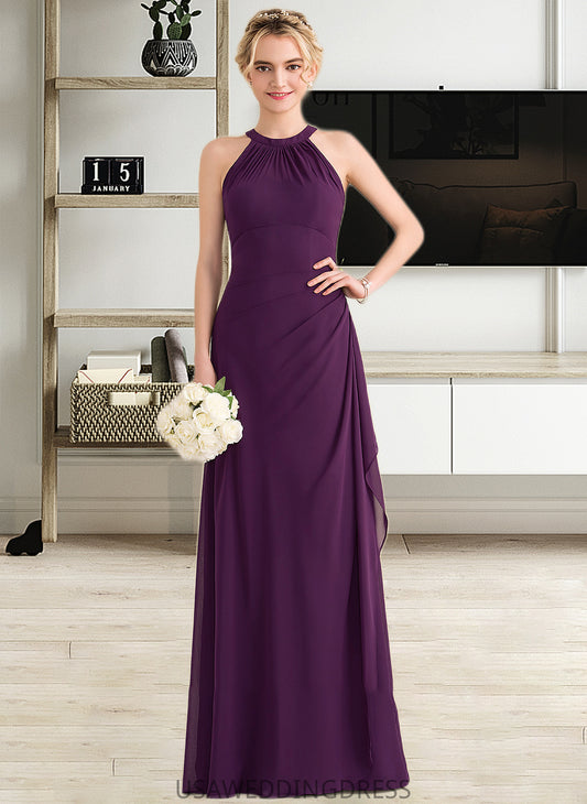 Kaylen A-Line Scoop Neck Floor-Length Chiffon Bridesmaid Dress With Cascading Ruffles DSP0013228