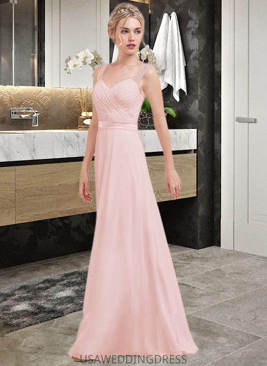 Jacqueline A-Line/Princess Sweetheart Floor-Length Chiffon Bridesmaid Dress With Ruffle DSP0013239