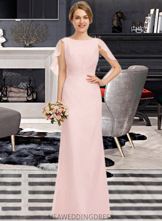 Allison A-Line Scoop Neck Floor-Length Chiffon Bridesmaid Dress With Cascading Ruffles DSP0013269