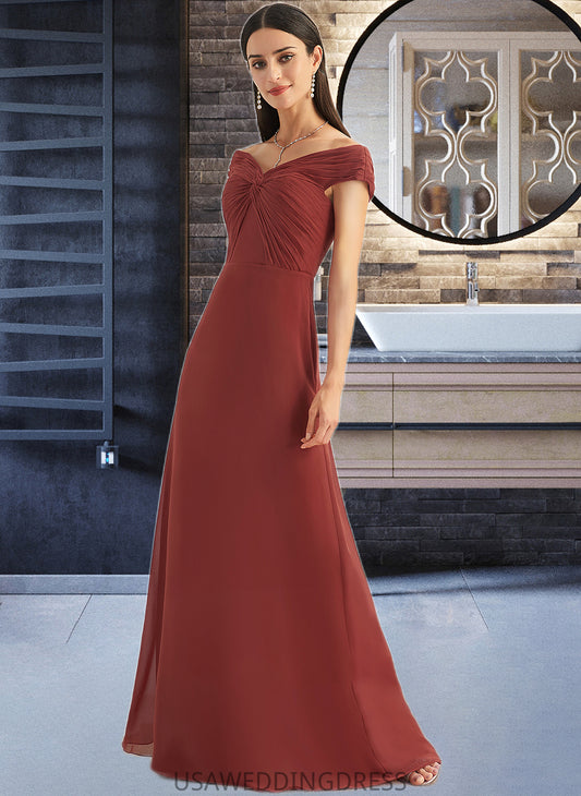 Dayana Sheath/Column Off-the-Shoulder Floor-Length Bridesmaid Dress With Ruffle DSP0013284