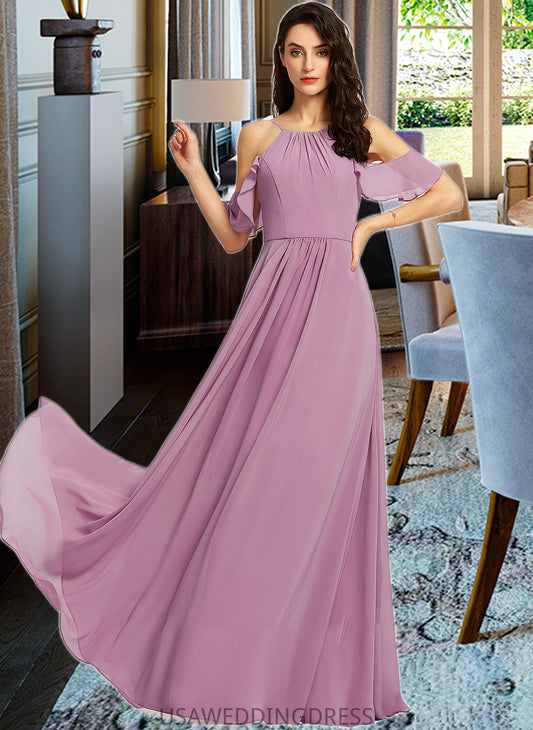 Rosalind A-Line Scoop Neck Floor-Length Bridesmaid Dress With Pockets DSP0013287