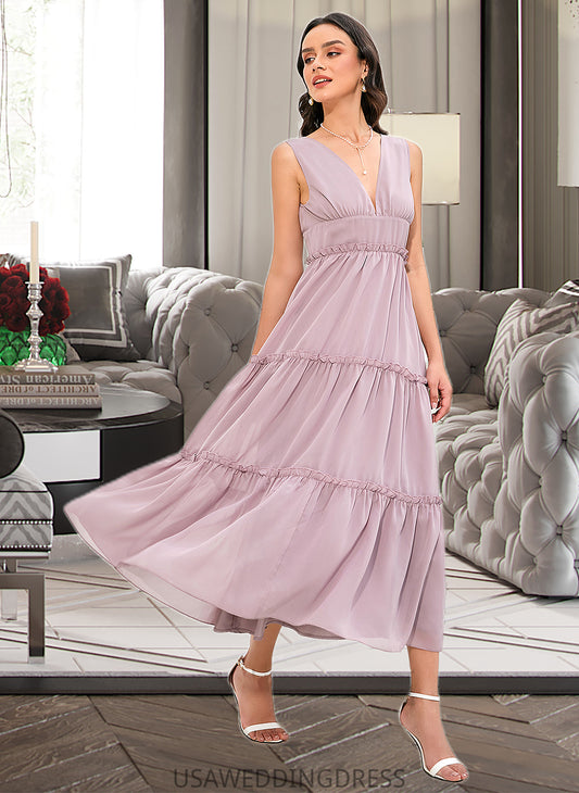 Margery A-LineV-neckTea-LengthBridesmaidDress#273655 DSP0013290