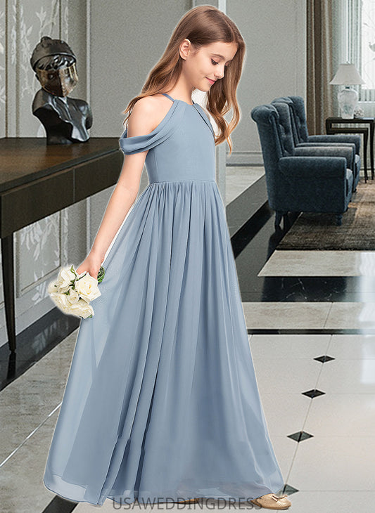 Tanya A-Line Scoop Neck Floor-Length Chiffon Junior Bridesmaid Dress With Ruffle DSP0013302