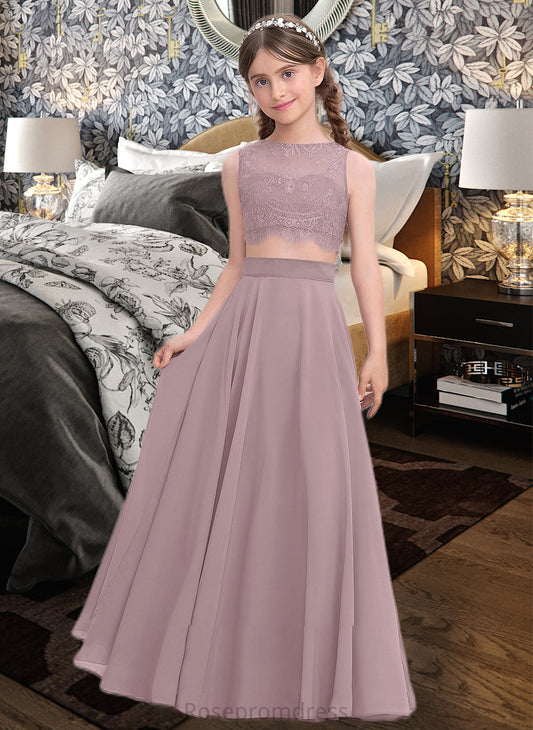 Simone A-Line Scoop Neck Floor-Length Chiffon Junior Bridesmaid Dress SRSP0013316