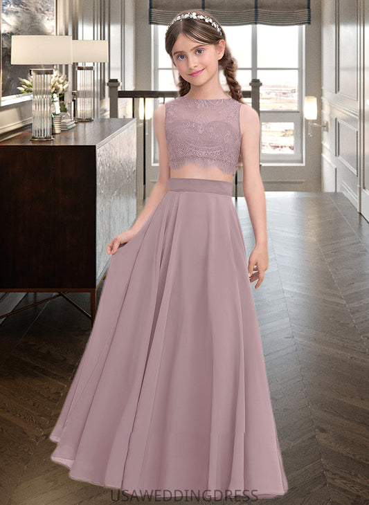 Nancy A-Line Scoop Neck Floor-Length Chiffon Junior Bridesmaid Dress DSP0013316