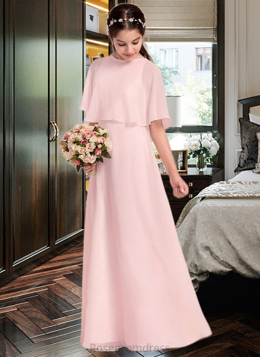 London A-Line Scoop Neck Floor-Length Chiffon Junior Bridesmaid Dress SRSP0013472