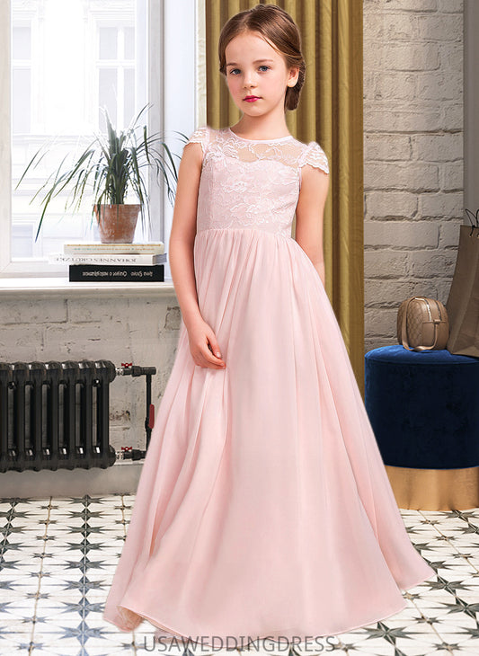 Eloise A-LineScoopNeckFloor-LengthChiffonLaceJuniorBridesmaidDress#81155 DSP0013502