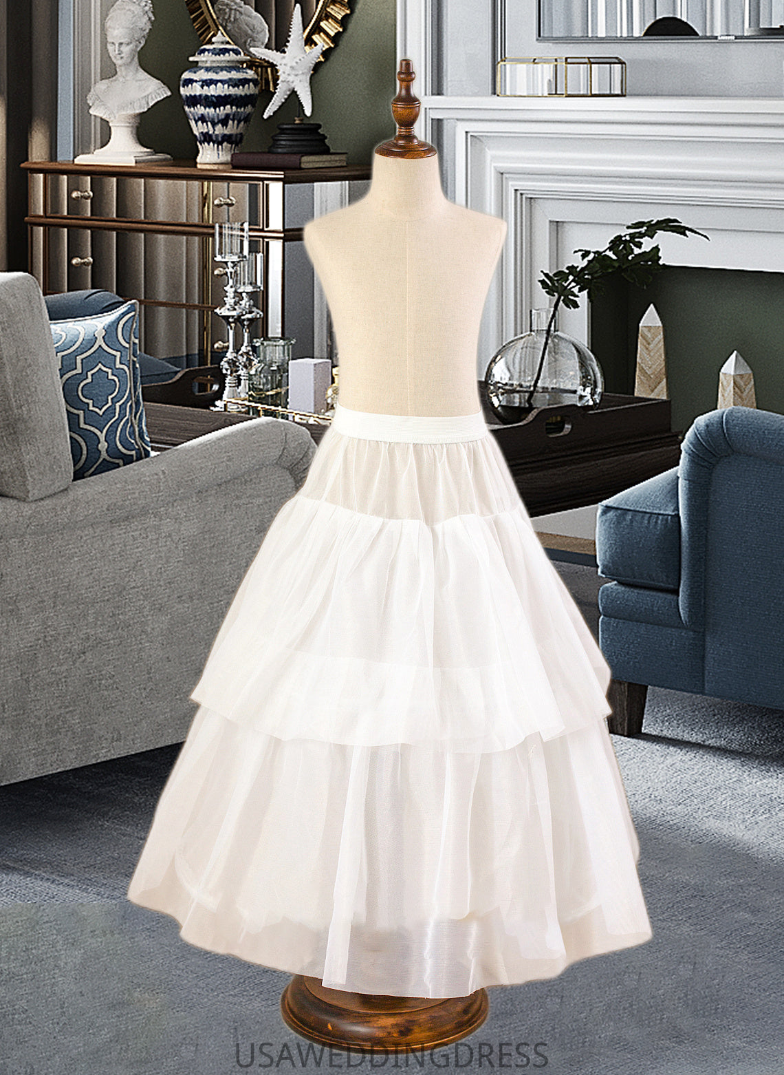 Vivienne Ball-Gown/Princess Scoop Neck Floor-Length Tulle Junior Bridesmaid Dress With Sash Beading Bow(s) DSP0013545