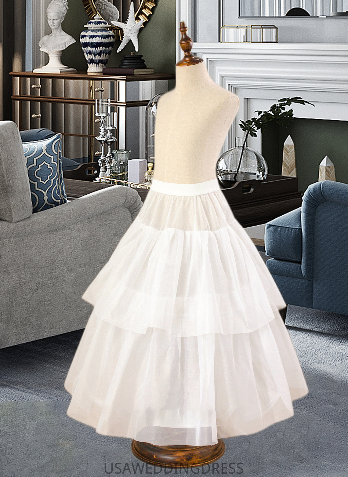 Vivienne Ball-Gown/Princess Scoop Neck Floor-Length Tulle Junior Bridesmaid Dress With Sash Beading Bow(s) DSP0013545