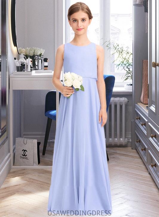 Ruth A-Line Scoop Neck Floor-Length Chiffon Junior Bridesmaid Dress DSP0013558