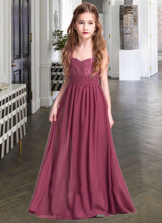 Rihanna A-Line Sweetheart Floor-Length Chiffon Junior Bridesmaid Dress With Ruffle SRSP0013568