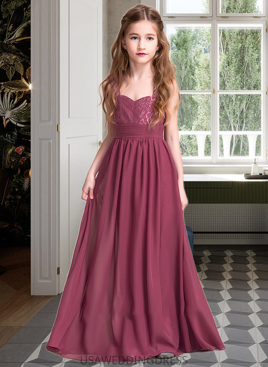 Charlotte A-Line Sweetheart Floor-Length Chiffon Junior Bridesmaid Dress With Ruffle DSP0013568