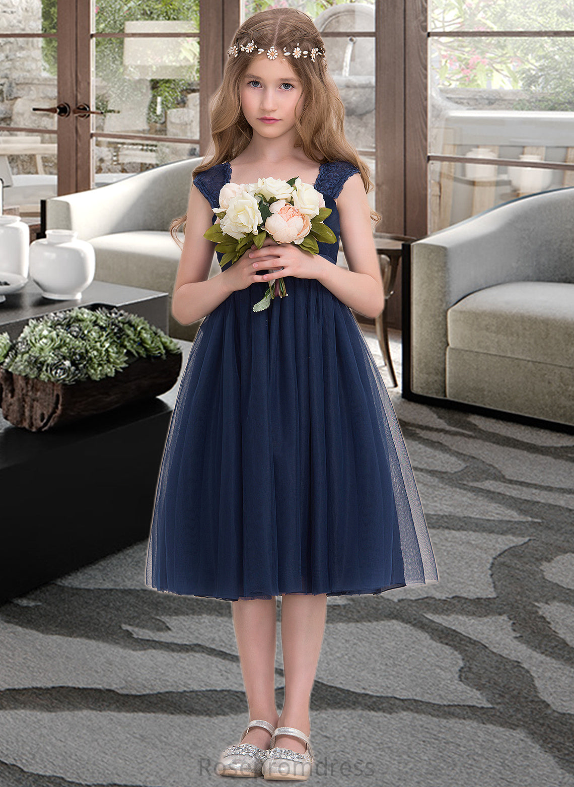 Selina Empire Sweetheart Knee-Length Tulle Junior Bridesmaid Dress With Ruffle SRSP0013590