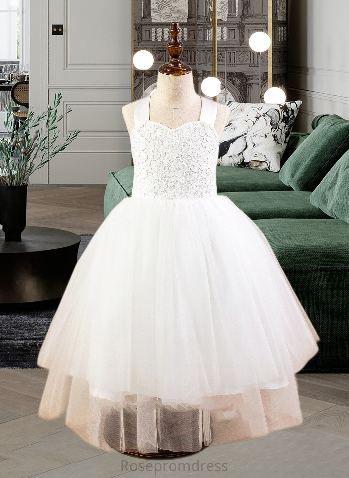 Jaylyn Ball-Gown/Princess Sweetheart Tea-Length Satin Tulle Lace Junior Bridesmaid Dress With Bow(s) SRSP0013597