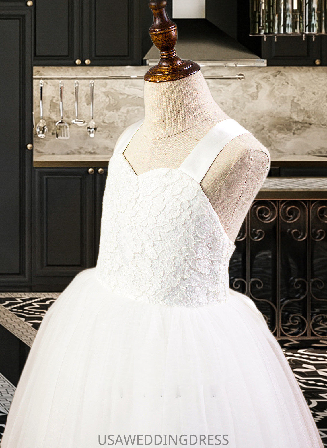 Haven Ball-Gown/Princess Sweetheart Tea-Length Satin Tulle Lace Junior Bridesmaid Dress With Bow(s) DSP0013597