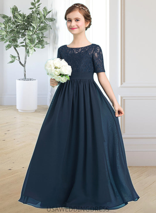 Alani A-LineScoopNeckFloor-LengthChiffonJuniorBridesmaidDress#148411 DSP0013631